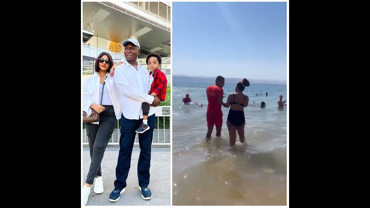 Actress Regina Daniels takes a trip to the deadsea with her husband Ned Nwoko and stepkids #shorts