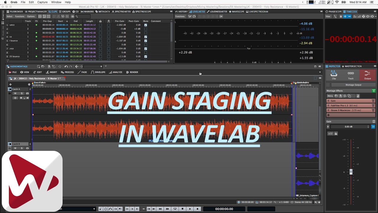 Gain Staging in WaveLab