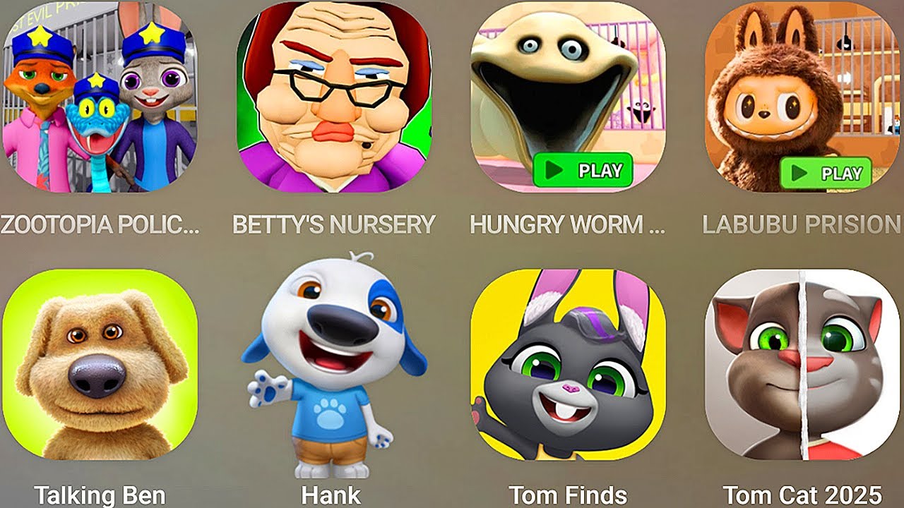 BETTYS NURSERY,My Talking Hank,Talking Ben,Tom Finds,Talking tom Cat 2025,HUNGRY WORM PRISON,