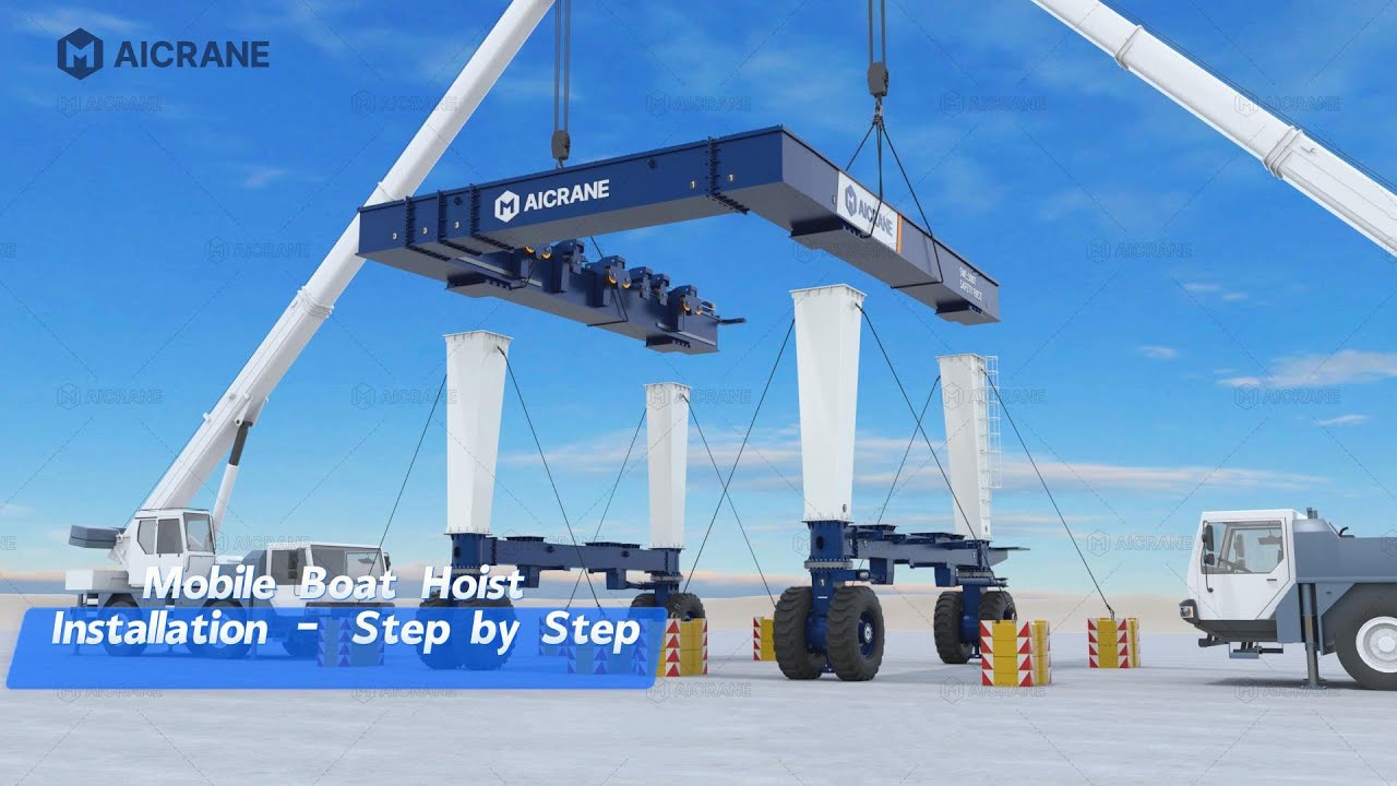How a Mobile Boat Hoist Is Installed - Full 3D Animation Step by Step!