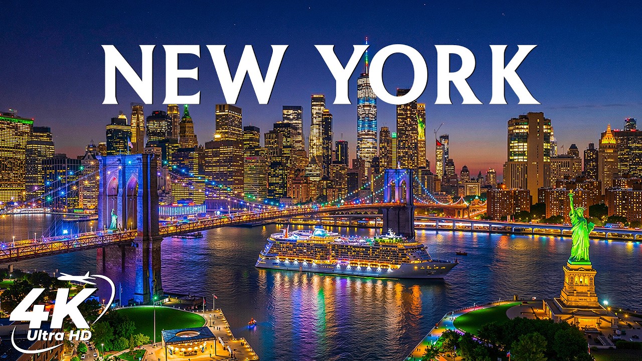 New York 4K 🇺🇸 | Manhattan Skyline, Times Square & Stunning City Lights
