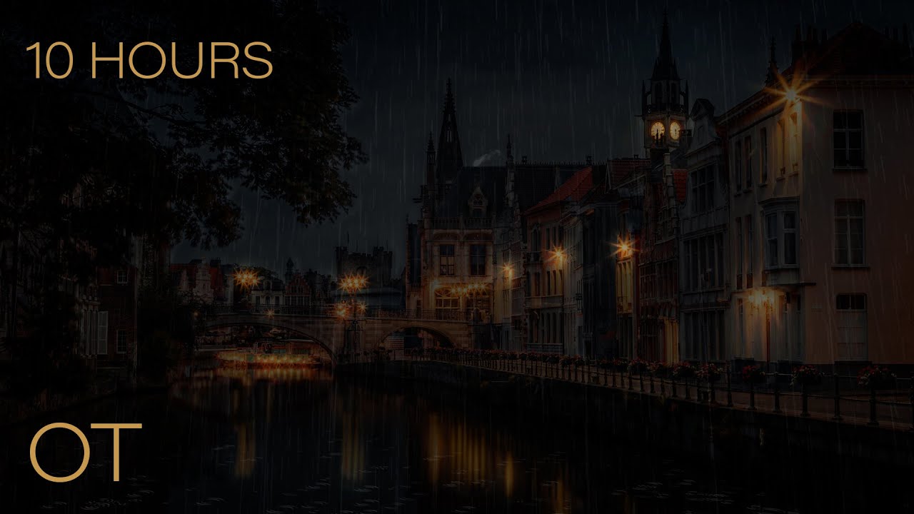 Stormy Night in Ghent | Thunder & Rain Sounds Ambience for Relaxation | Study | Sleep | 10 HOURS