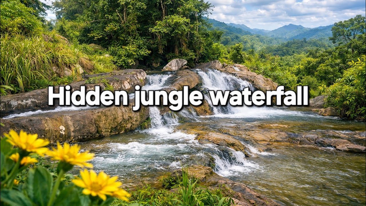 Hidden jungle waterfall in paradise 