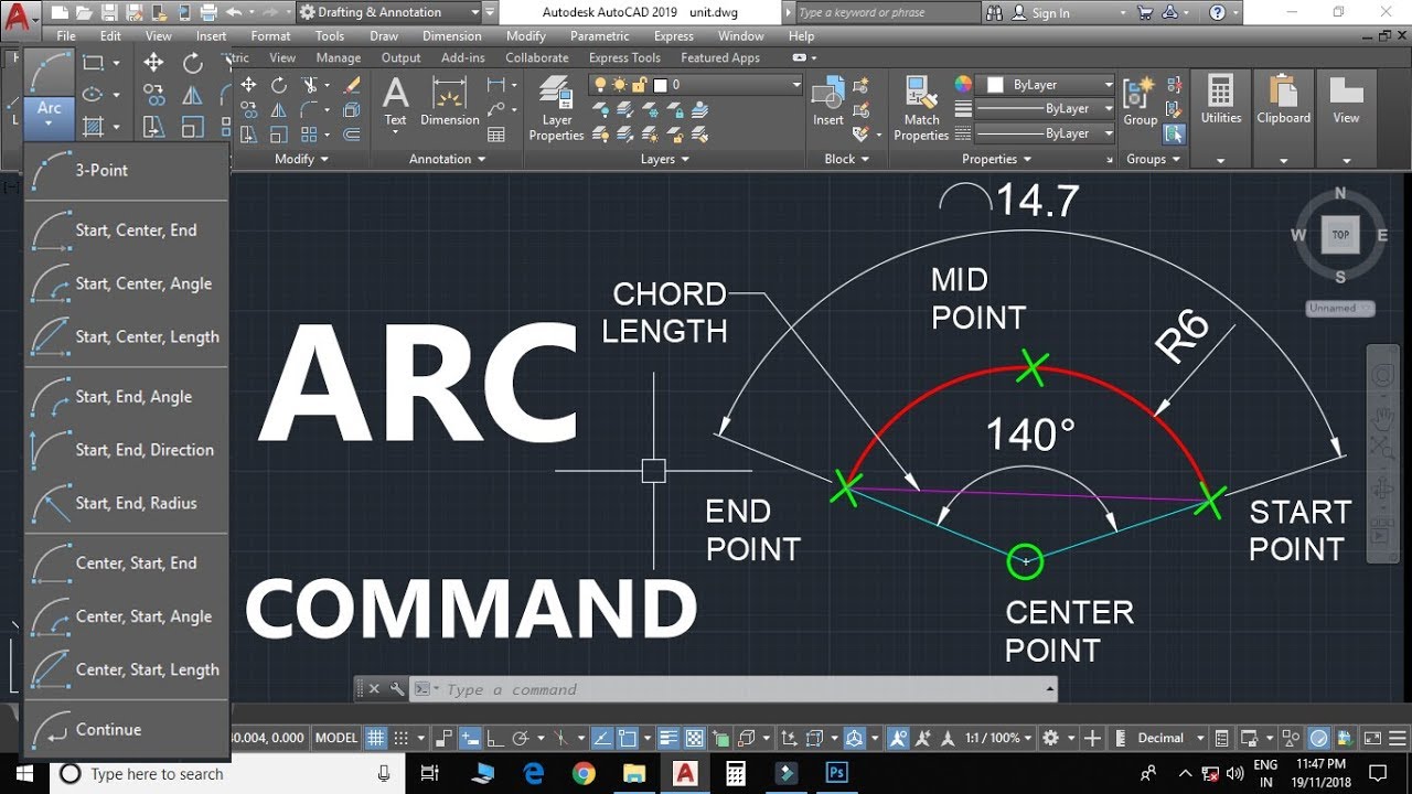 AutoCAD Arc Command - All Options with Master tricks In Hindi