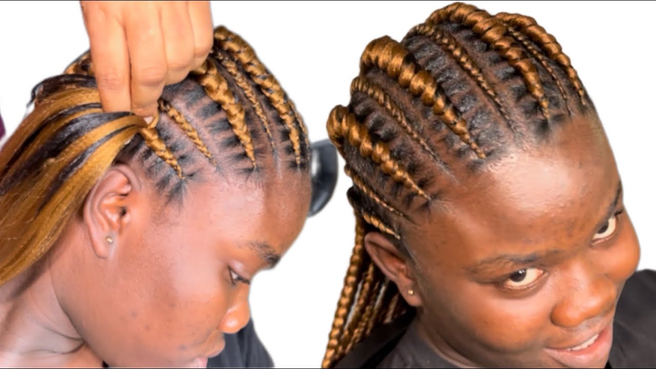Six stitch braids//straight cornrow. #stitchbraids #cornrow.Beginners friendly. How to stitch braid