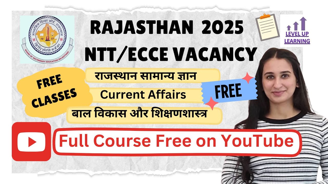 Rajasthan NTT Free Classes 2025 Vacancy Simran Gumber Level Up Learning