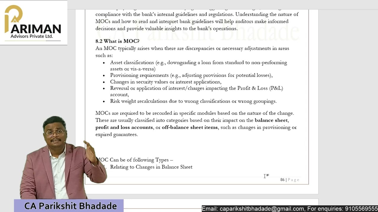 Chapter 8 - Understanding the Memorandum of Changes(MOC) Bank Branch Audit Handbook 2025