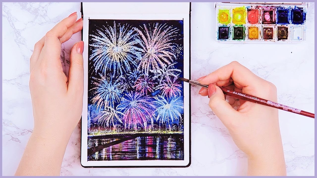 Easy Way How to Paint Watercolor Fireworks For Beginners! Art Journal Thursday Ep. 29