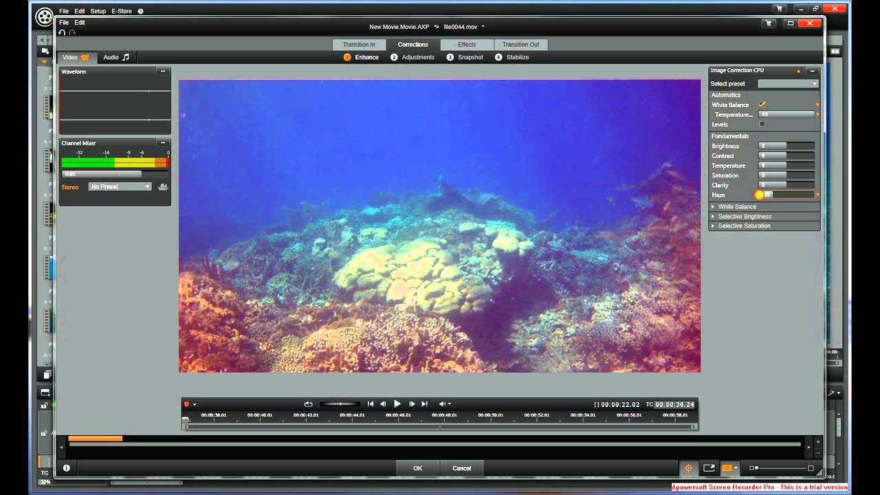 Use Pinnacle Studio 16 to improve your underwater videos.  Tutorial