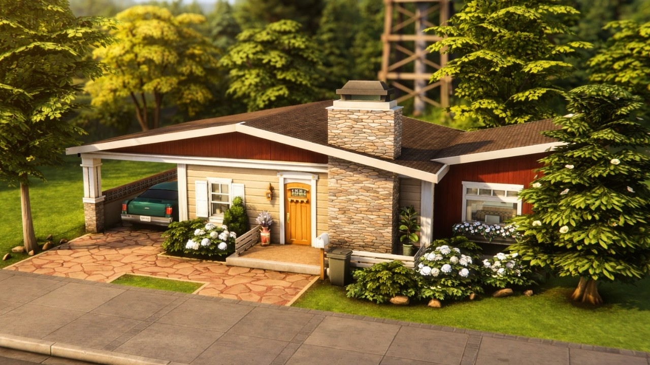 Mid-Century One Story Home 🏡 The Sims 4 Speed Build | No CC