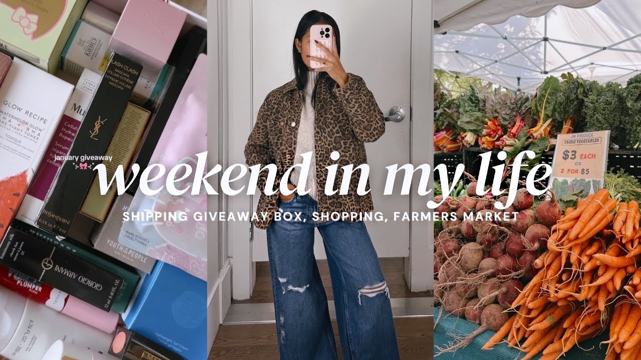 VLOG | farmers market, GAP try on haul, monthly giveaway, PR unboxing