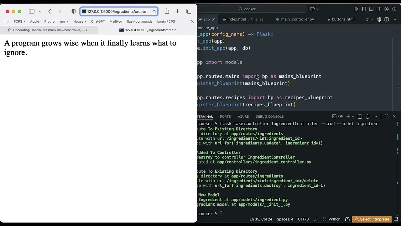 Flask Commands   Part 14   Make Controller with Model option