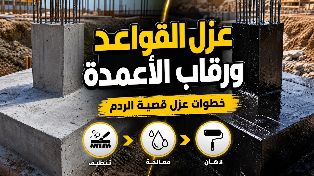 عزل القواعد والرقاب,عزل القواعد الخرسانية,عزل القواعد بالبيتومين البارد,عزل القواعد ورقاب الاعمدة