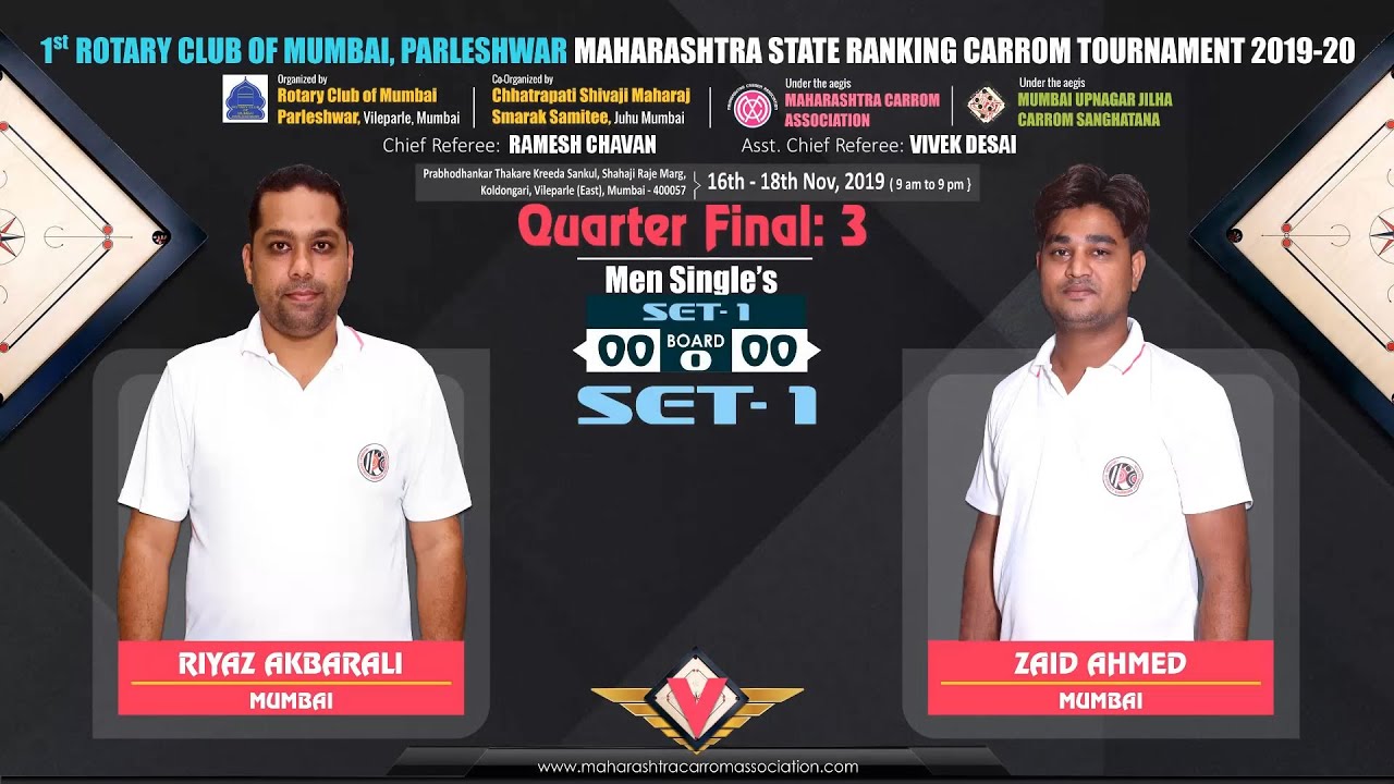 QF-3(MS): RIYAZ AKBARALI (MUMBAI) VS ZAID AHMED (MUMBAI) | 1st Rotary Club of Mumbai Parleshwar