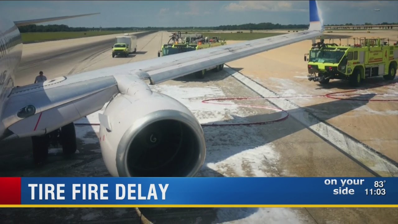 Plane's tire catches fire with passengers on board