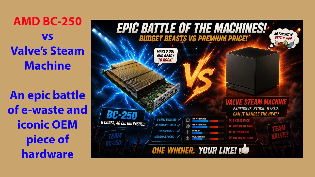 Valve Steam Machine vs AMD BC-250 e-waste Steam Machine gaming performance comparison!