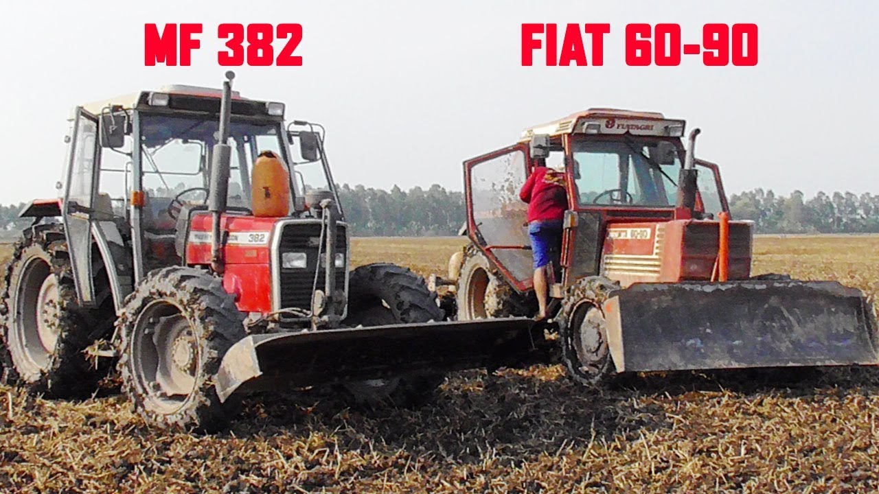 Cận cảnh máy cày Massey Ferguson MF 382 đứng cạnh khủng long FIAT 60-90
