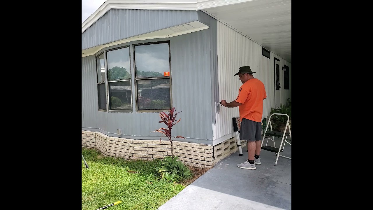 UPDATE VIDEO Painting exterior of our 1980's Mobile Home
