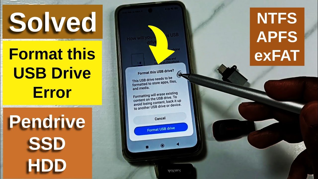 How to Fix 'Format This USB Drive' Issue on Redmi Android Phone with USB Pendrive / SSD Storage