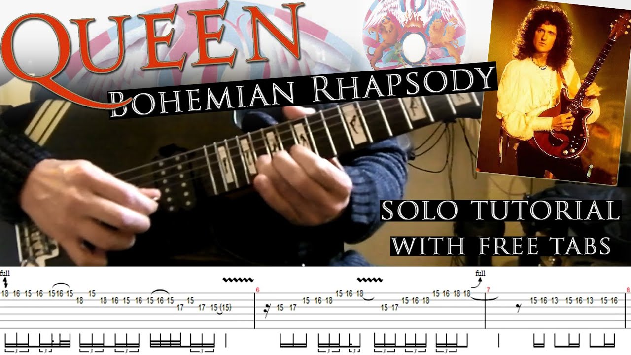 Queen - Bohemian Rhapsody guitar solo lesson (with tablatures and backing tracks)