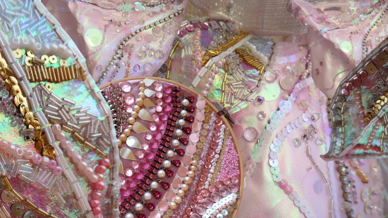 EMBELLISHING FABRIC | Angelina Fibres, Organza, Beads, Crystals, Sequins | Didsbury Art Studio