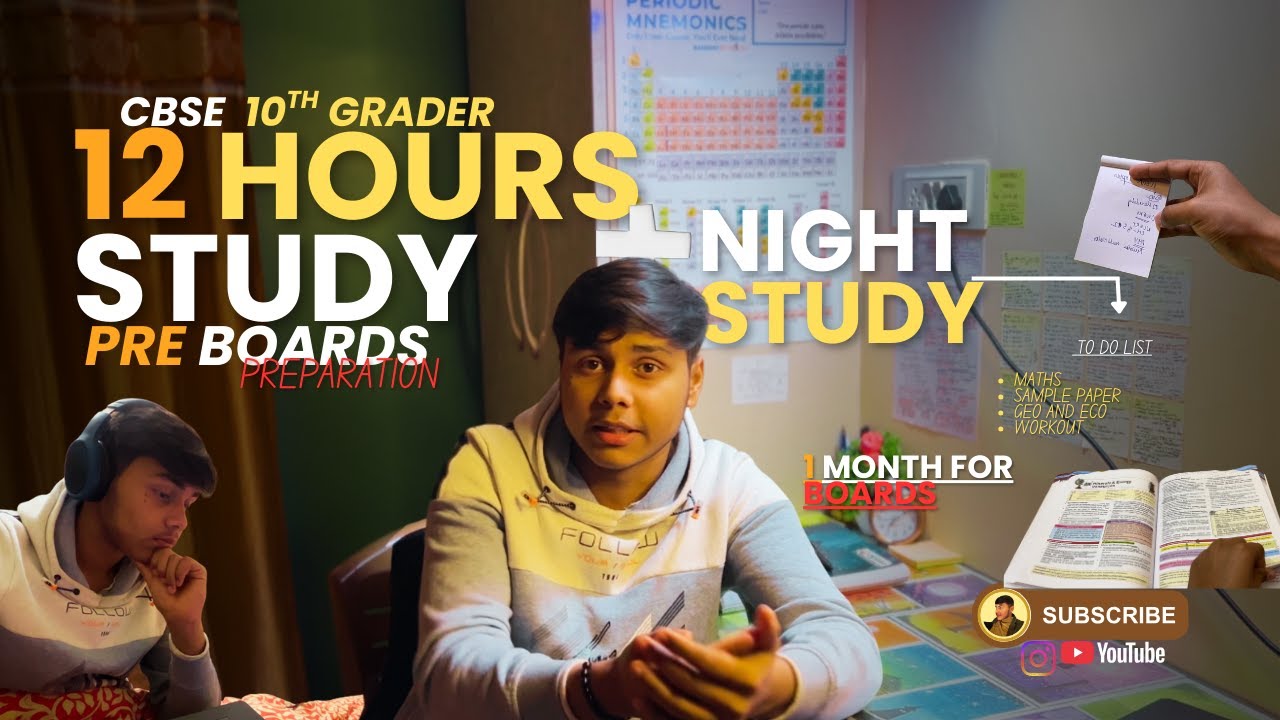 12 Hours Productive Study 📚 | Pre-Board Preparation as a CBSE 10th Grader ✍️