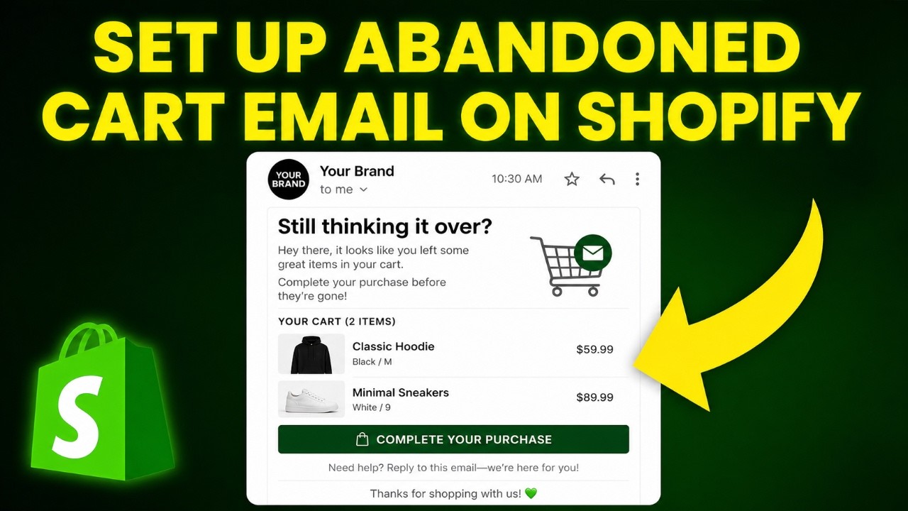 How to Set Up Abandoned Cart Email on Shopify (FREE & EASY)