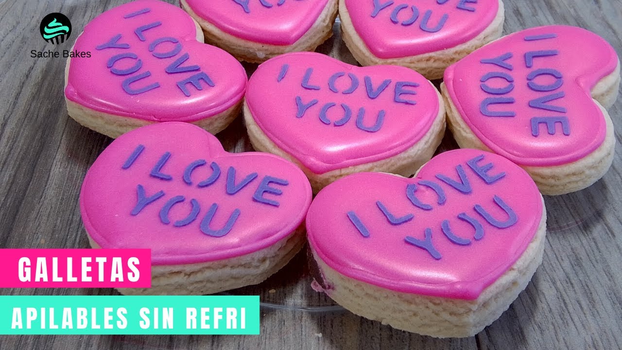 La mejor receta de galletas para decorar |Galletas para el día  de San Valentin| Sache Bakes