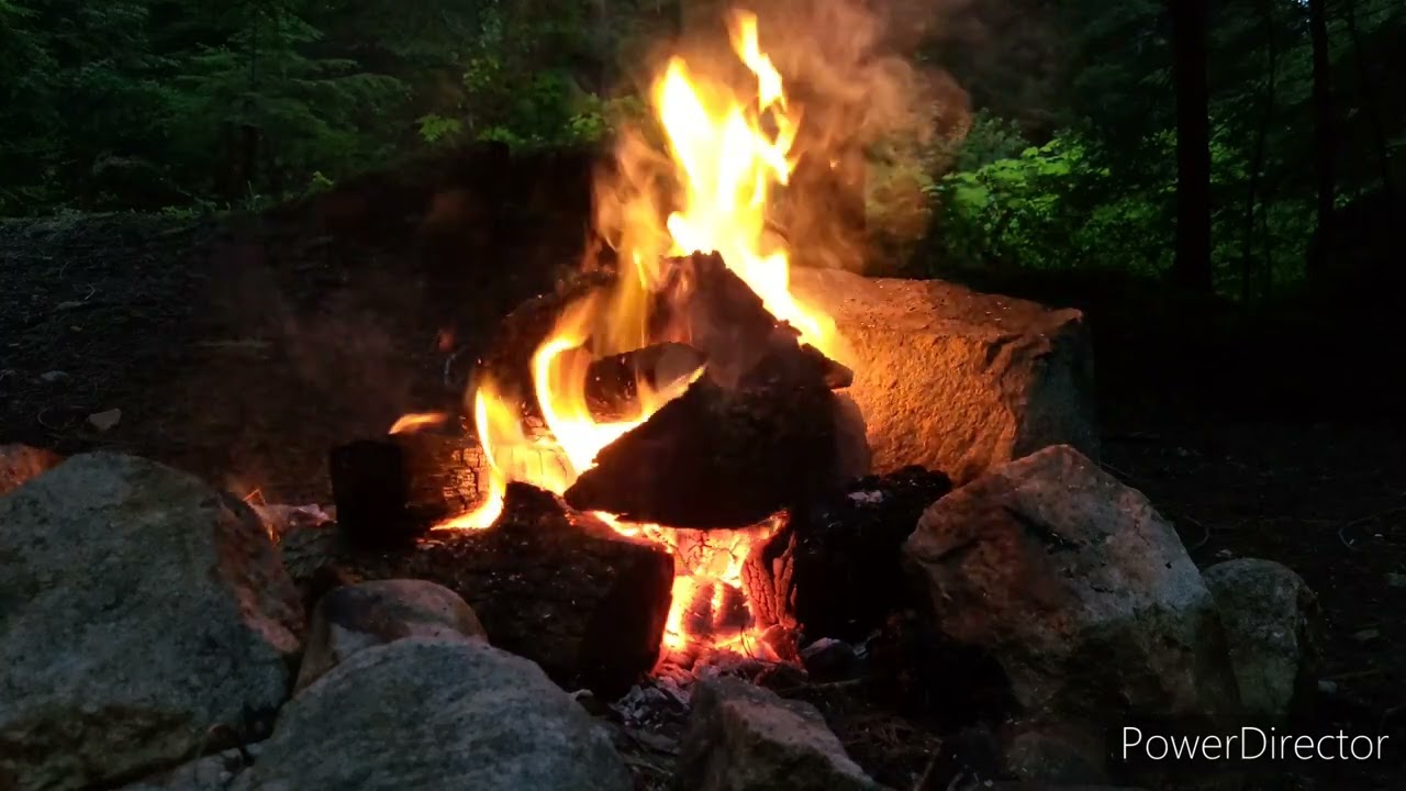 Relaxing and satisfying campfire and birds. Enjoy ! 