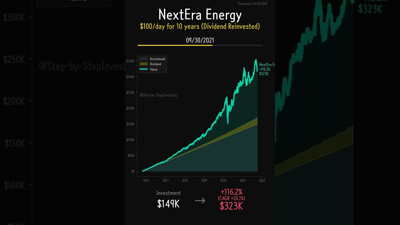 NextEra Energy (NEE) - 10-Year Dollar Cost Averaging Analysis | $100 Daily Investment