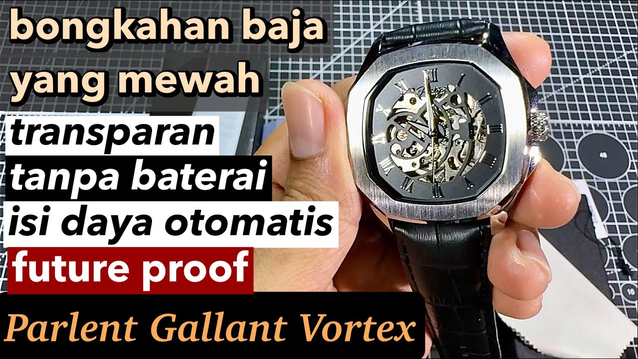 Tahan air 50m Jam Mekanik Otomatis Mewah Parlent Gallant Vortex Silver Automatic Movement