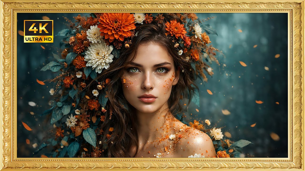 Autumn Forest Muse 🌿🍂 | 4K Ultra HD Fantasy Floral Portrait Art