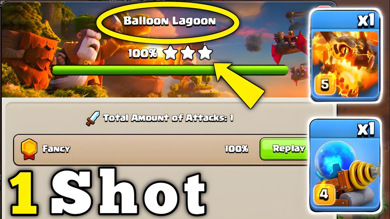 1 Shot Ballon Lagoon with Sparky & Super Dragon in Clan Capital