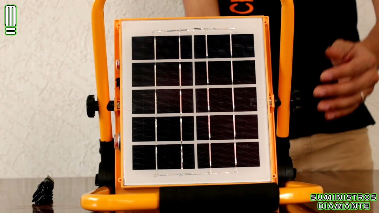 Reflector Led 50w Panel Solar Recargable Luz Blanca Portátil