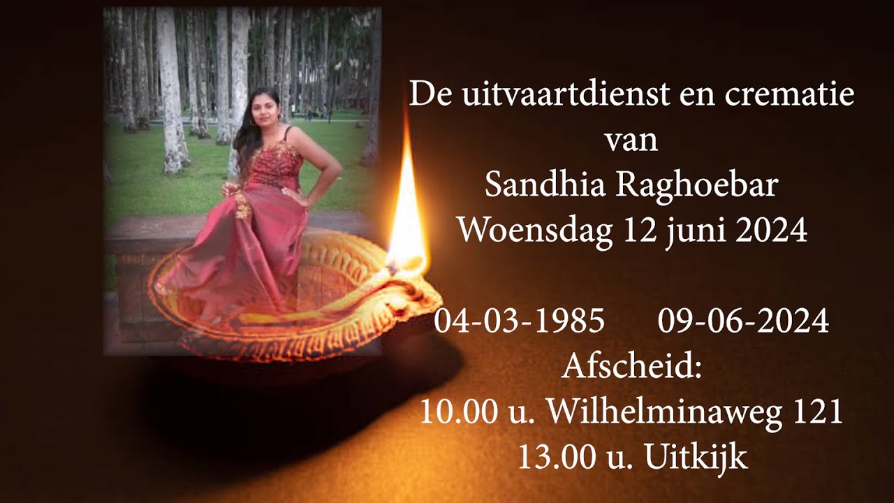 De uitvaartdienst en crematie van Sandhia Raghoebar. Woensdag 12 juni 2024.