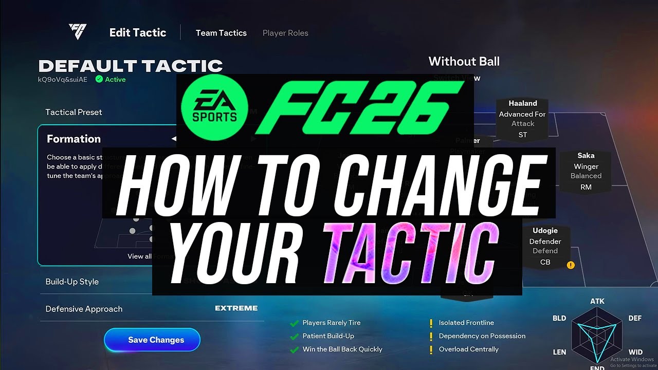 FC 26 — Как изменить тактику и сделать тактику активной (в игре и в меню)