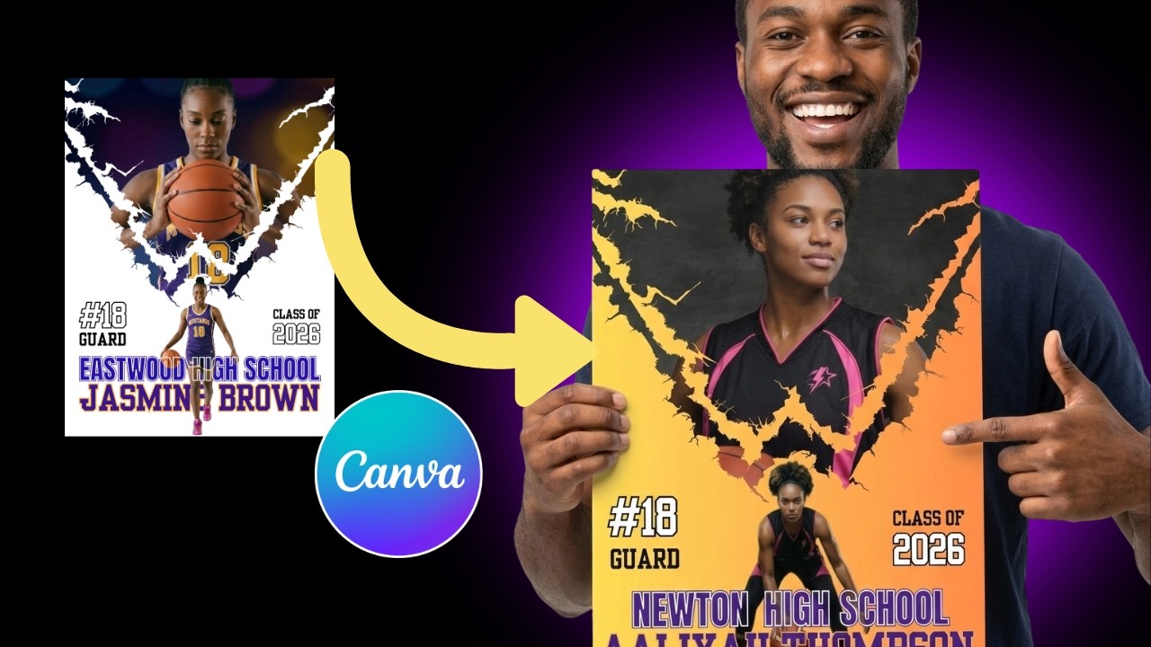 How to Use Editable Highschool Basketball Poster Template in Canva