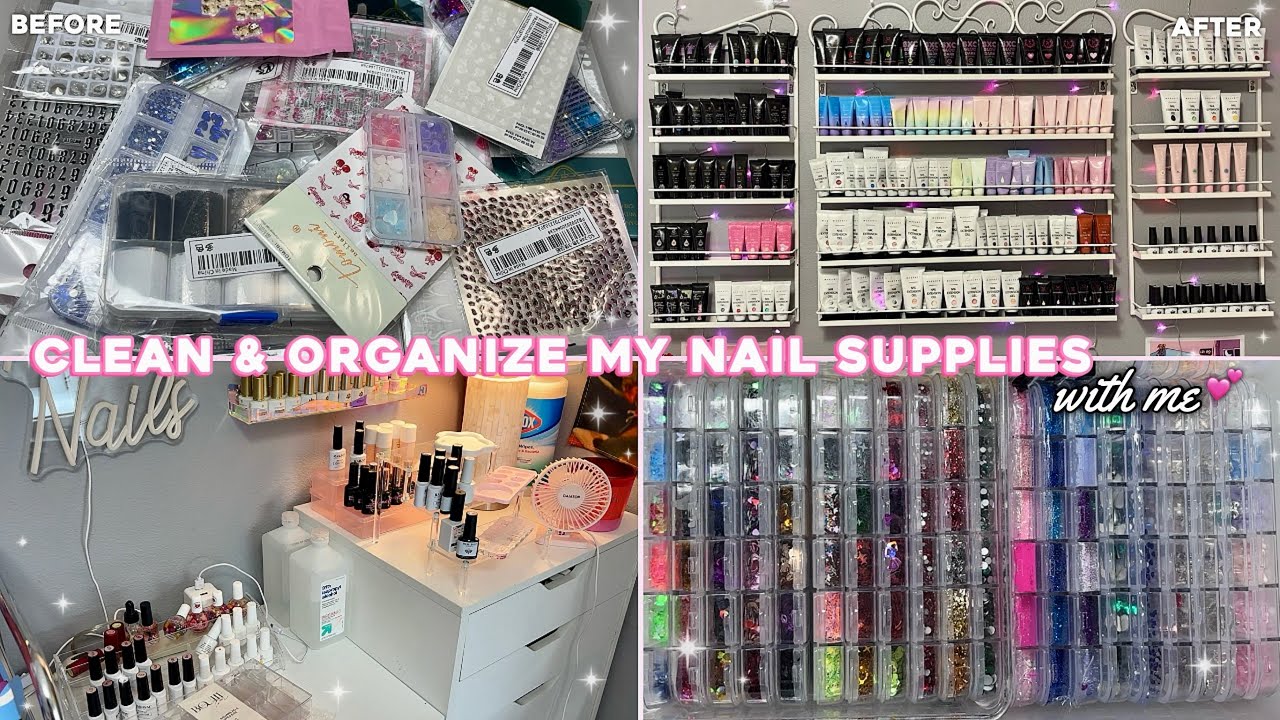 CLEAN & ORGANIZE MY NAIL SUPPLIES WITH ME! SATISFYING ORGANIZATION/DECLUTTER + ASMR