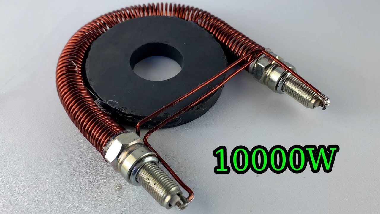 Получите 100% бесплатную электроэнергию мощностью 10000 Вт, работающую от свечи зажигания и медно...