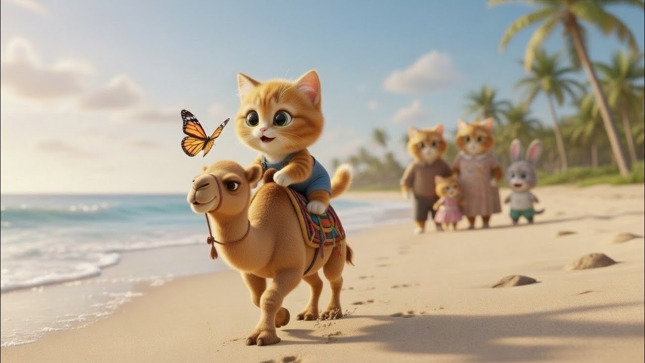 “Cozy Cat’s Amazing Family Beach Adventure – Sandcastles, Laughter & Fun! 🐾”