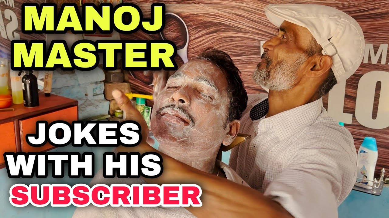 MANOJ MASTER HEAD MASSAGE, THREAD FACE CLEANSING TO HIS SUBSCRIBER 😴 INDIAN BARBER  ASMR