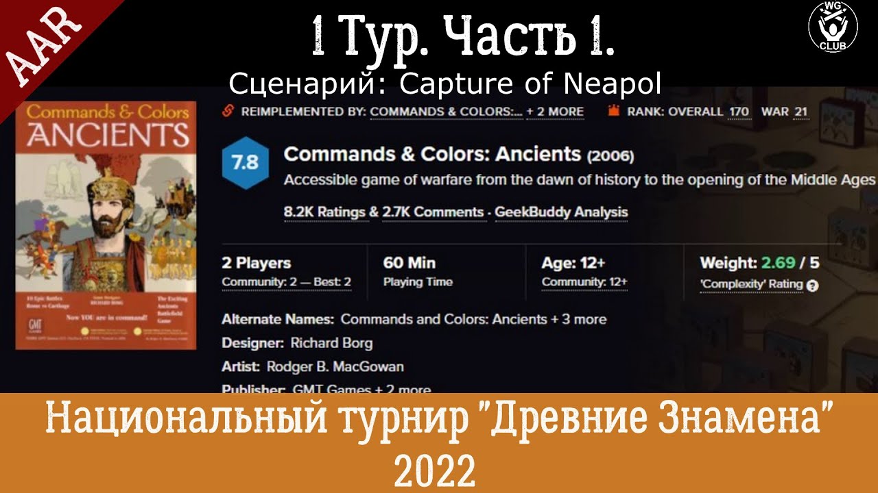 Турнир Древние Знамена 2022 по Commands & Colors Ancients [GMT]. 1 Тур. Capture of Neapolis. Часть 1