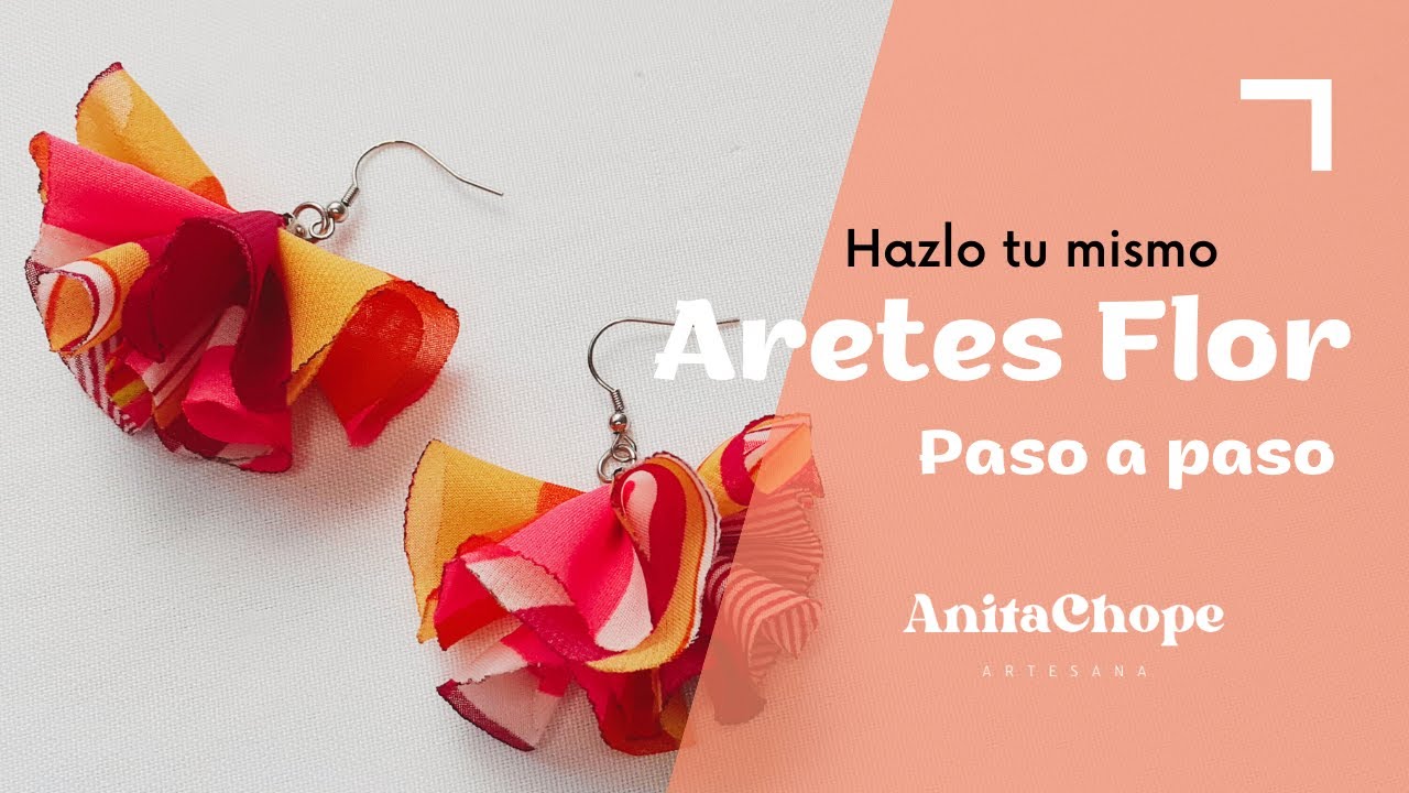 ¡EN SOLO 3 SENCILLOS PASOS! ARETES FLOR DE TELA - PASO A PASO