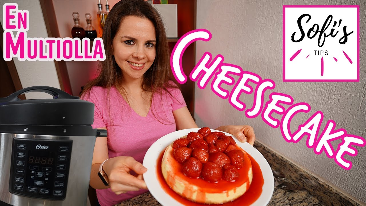 Como hacer cheesecake DE FRESA en olla MULTIOLLA OSTER Receta de postre facil en olla electrica