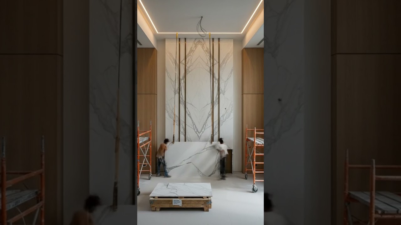 Ultra-Luxury Living Room Design | Marble Feature Wall 
