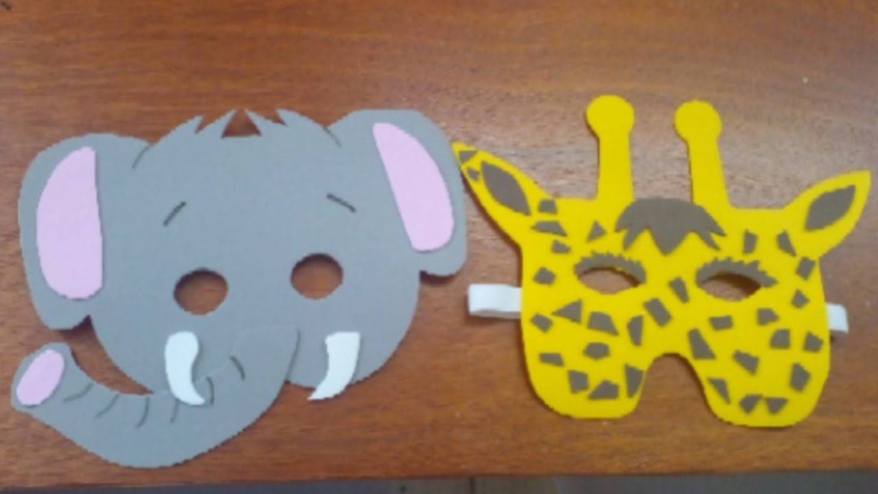 🦒🐘MASCARA de JIRAFA  de fomy /MASCARA de ELEFANTE/ antifaz de jirafa,antifaz de elefante #primavera