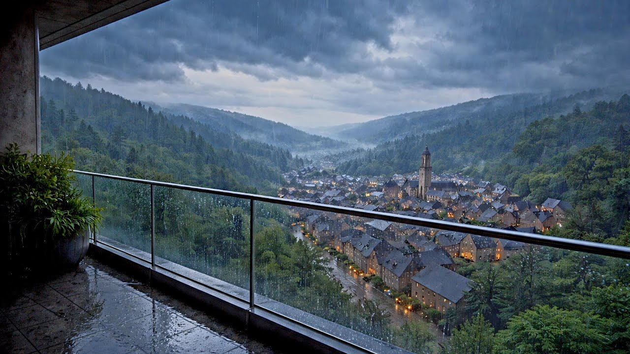 Penthouse Rain View | 4K High-Rise Apartment Ambience for Sleep & Study