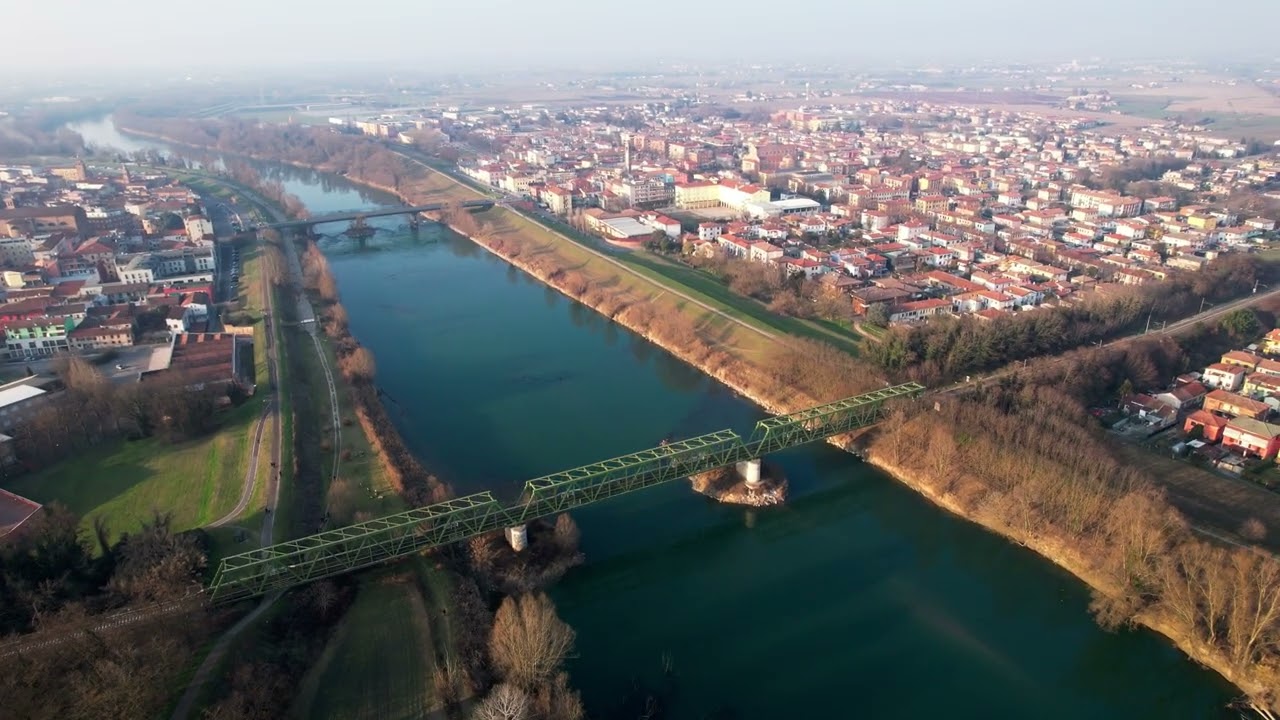 Beautiful Aerial Footage of the Adige River in Italy