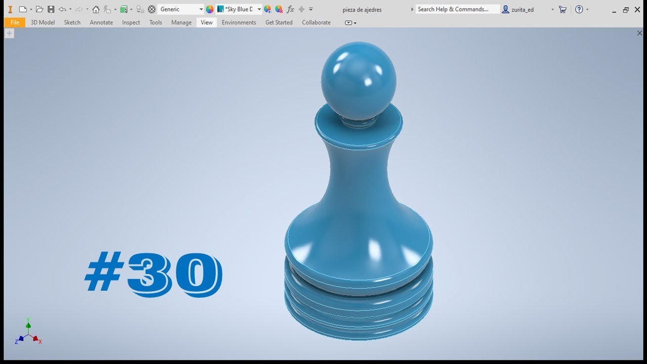 Tutorial Autodesk Inventor Pieza de ajedrez  Ejercicio 30 CAD
