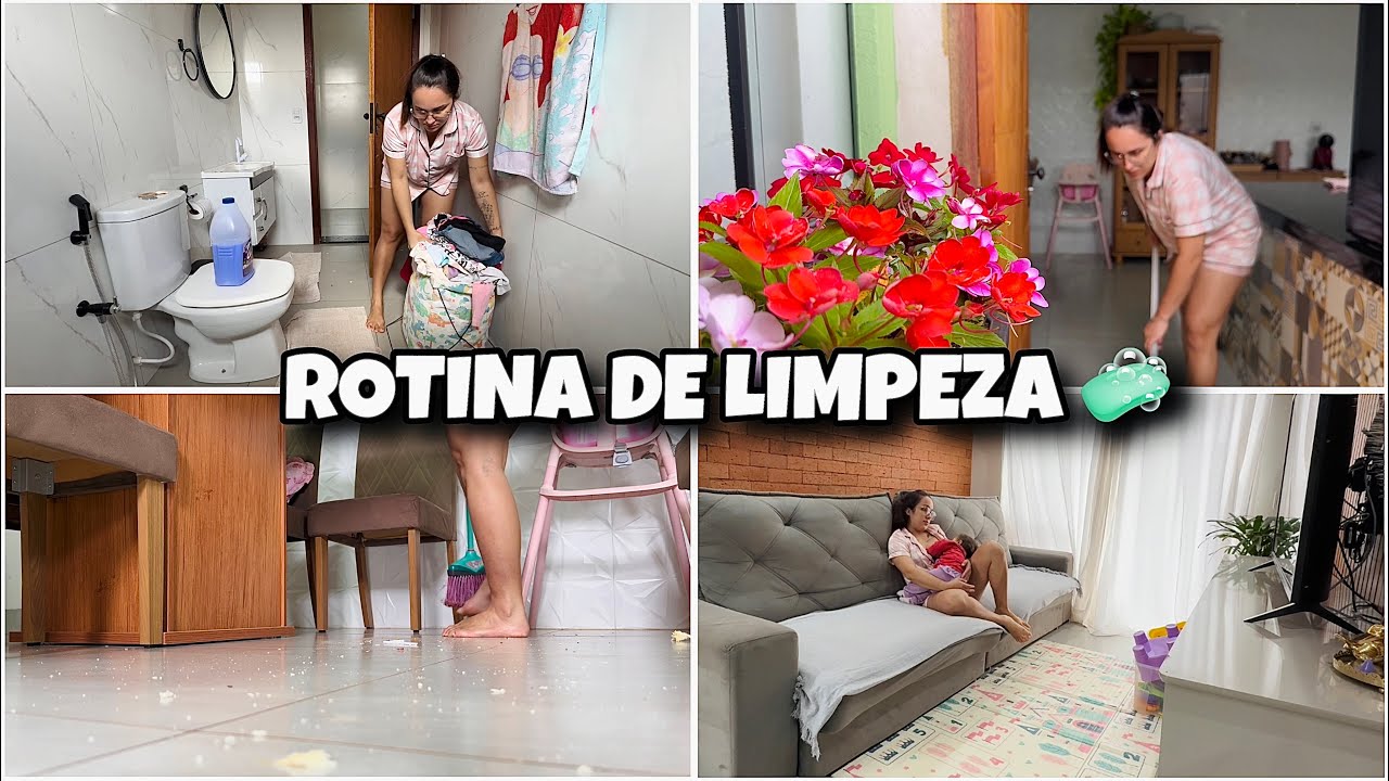 Rotina de limpeza, manhã produtiva com uma bebê, guardei bagunça, limpei o chão, lavei roupa 